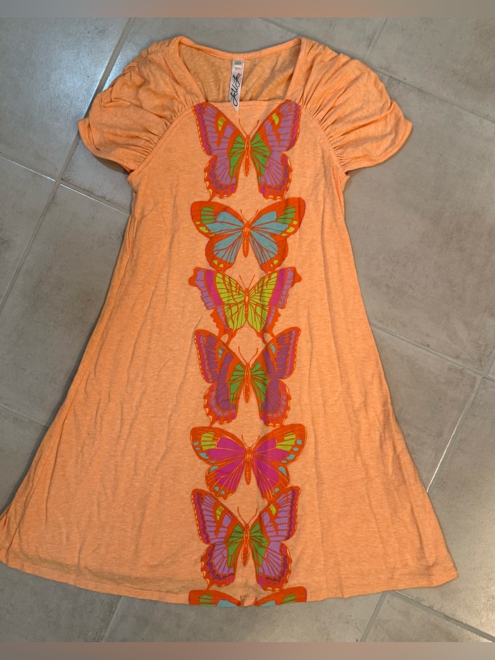 Love U Lots Orange Butterfly Dress NWOT Sz 12/14